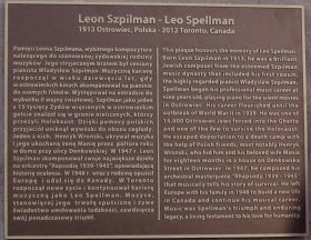 Leo Spellman Memorial plaque on the former ZDK building at Aleja 3 Maja 6.