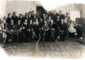 Ludwik standing 5th from left in the Orchestra during the Ostrowiec Ghetto