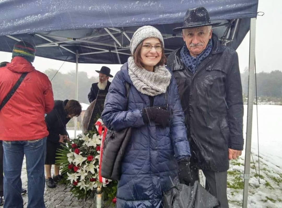 At unveiling of monument at site of former Synagogue in Ostrowiec-2015