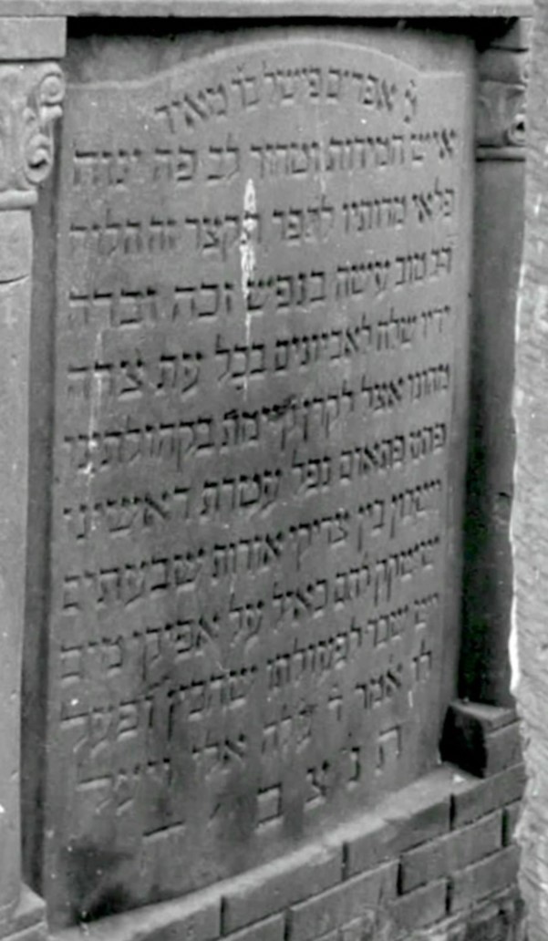 Matzeva of Efraim Fishel in "Lapidarium" of Ostrowiec Jewish Cemetery .