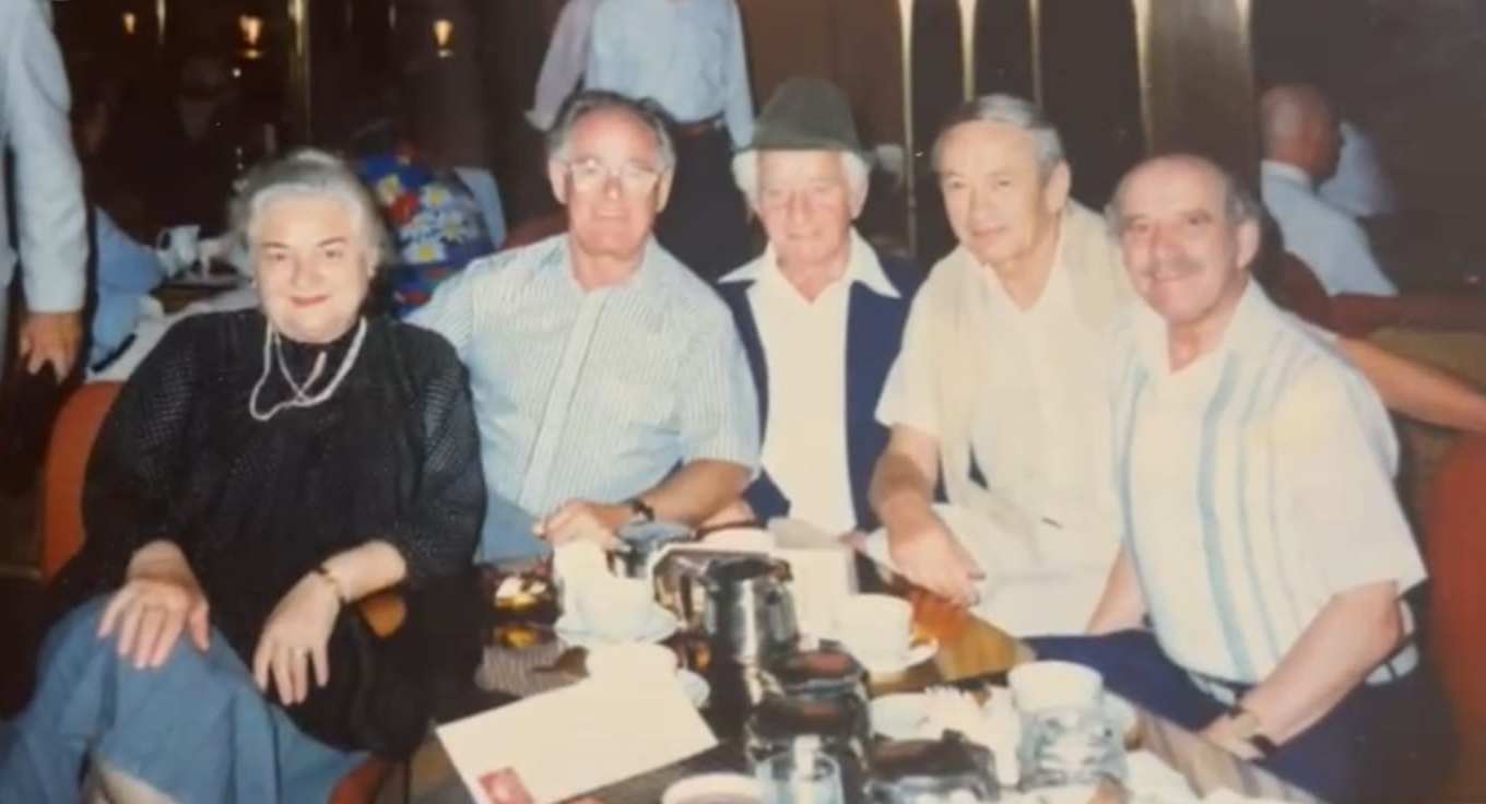 Left to right: Machla Zabner, Harry Fisher, Arye Zabner, Charles Courrin (Chaskell Kornwasser), Efraim Porat